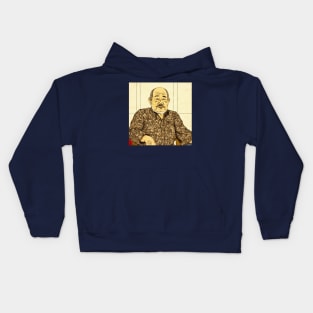 Asian painting. An elderly bearded man looking at camera Kids Hoodie